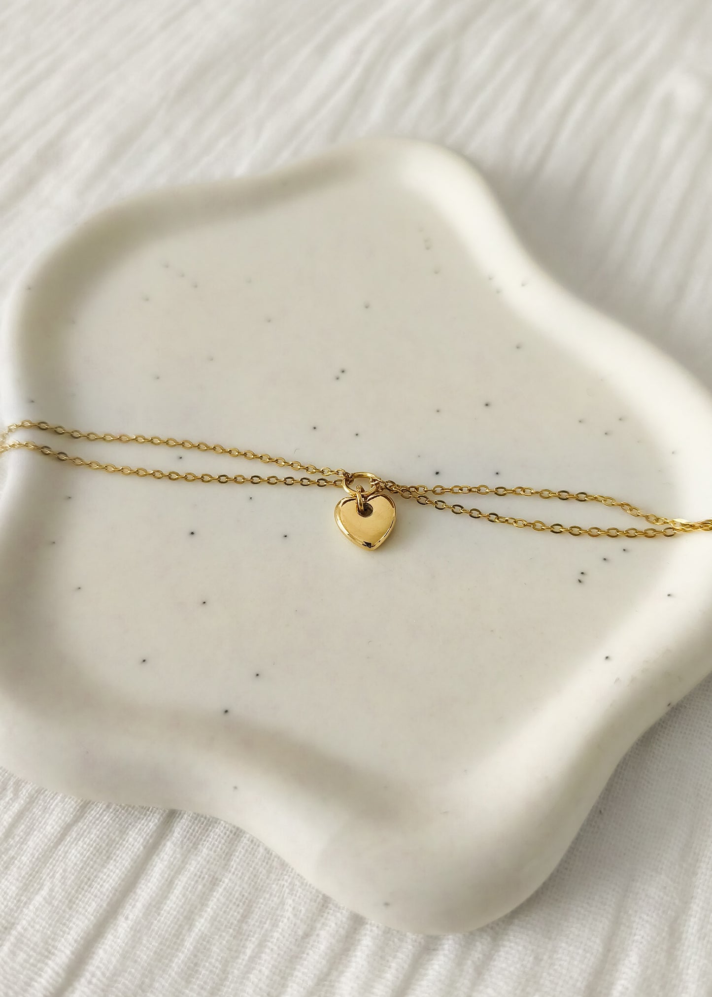 Bracelet taille xs double chaîne fine pendentif cœur en acier inoxydable