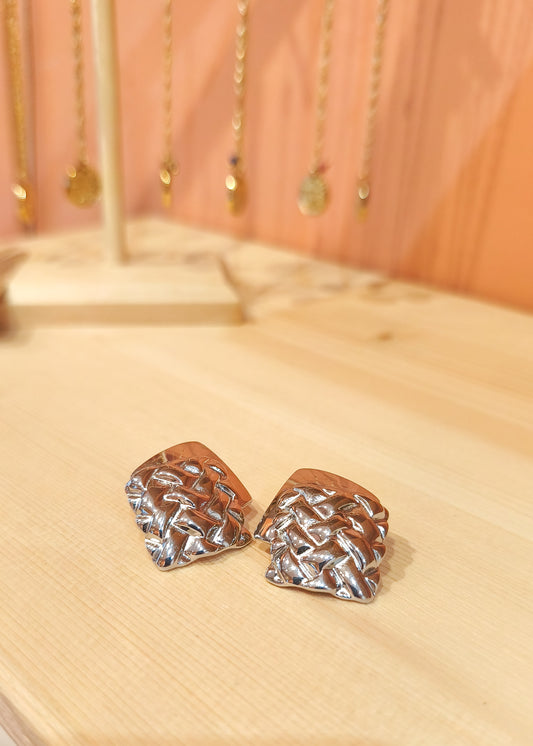 Détails sur des boucles d'oreilles superposition de carré en acier inoxydable argenté