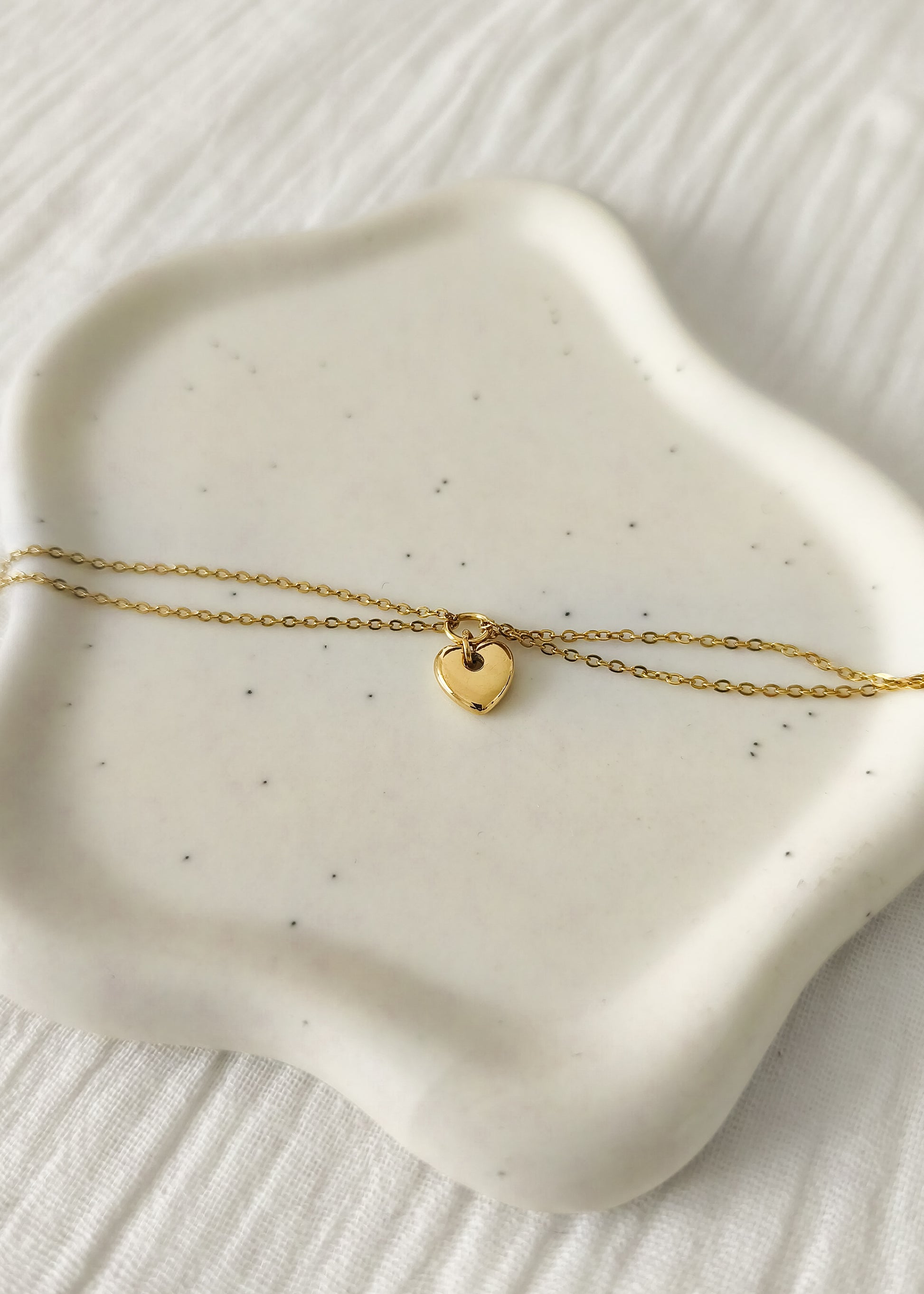 Bracelet taille xs double chaîne fine pendentif cœur en acier inoxydable
