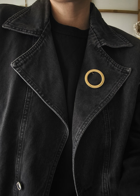 Broche doré ronde en acier inoxydable