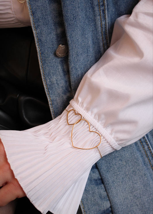 Bracelet chaîne fine doré avec cœur entrelacé en acier inoxydable