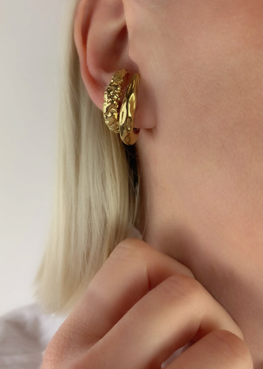Boucles d'oreilles manchette en forme de demi lune doré en acier inoxydable